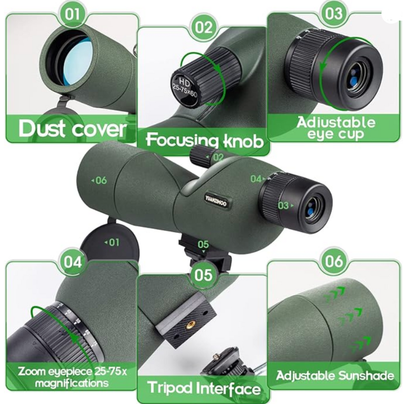 25-75X60 Spotting Scopes for Target Shooting