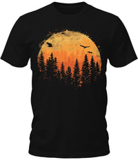 Thumbnail for Mens Forest Sunset Shirt Woodland Outdoor Camping Short Sleeve Premium Funny Graphic Tees