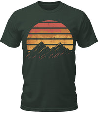 Thumbnail for Mens Fall Retro Sunset Camping Mountain Graphic Tee Cool Premium Tshirt