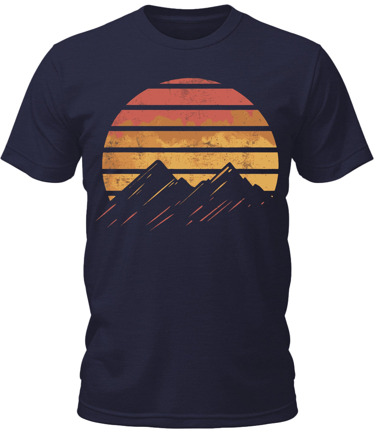 Mens Fall Retro Sunset Camping Mountain Graphic Tee Cool Premium Tshirt