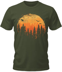 Thumbnail for Mens Forest Sunset Shirt Woodland Outdoor Camping Short Sleeve Premium Funny Graphic Tees