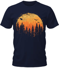 Thumbnail for Mens Forest Sunset Shirt Woodland Outdoor Camping Short Sleeve Premium Funny Graphic Tees