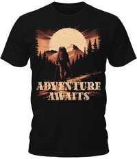 Thumbnail for Mens Adventure Awaits Hiking Camping Graphic Tee Cool Premium Tshirt