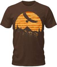 Thumbnail for Mens Soaring Eagle Graphic Tee Mountain Sunset Camping Cool Premium Tshirt