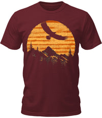 Thumbnail for Mens Soaring Eagle Graphic Tee Mountain Sunset Camping Cool Premium Tshirt