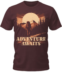 Thumbnail for Mens Adventure Awaits Hiking Camping Graphic Tee Cool Premium Tshirt