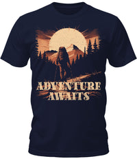 Thumbnail for Mens Adventure Awaits Hiking Camping Graphic Tee Cool Premium Tshirt