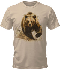 Thumbnail for Mens Brown Bear Fall Camping Graphic Tee Cool Premium Tshirt